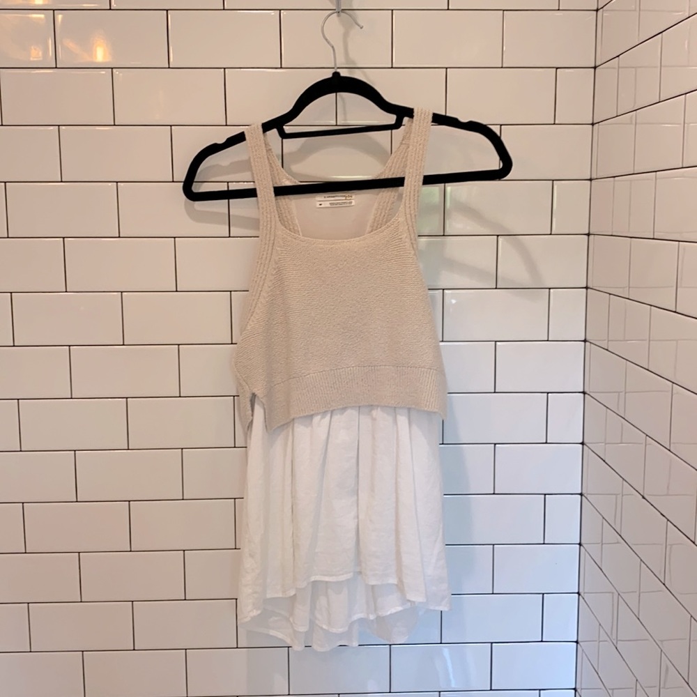 Anthropologie tank top tan and white